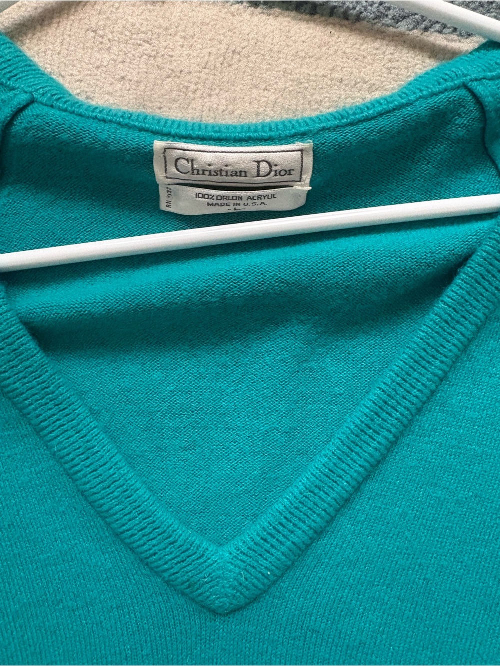 Dior Women's Teal V-Neck Sweater L - Picture 2 of 3